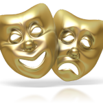 gold theatrical masks comedy tragedy