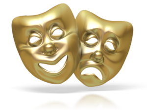 gold theatrical masks comedy tragedy