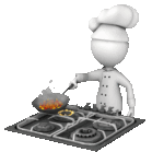 chef cooking with pan on stove