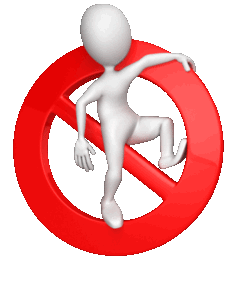 figure draped across red international symbol for prohibited (red circle with a line through it) YouTube videos
