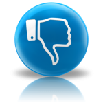 blue icon with hand in thumbs down position