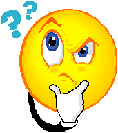 smiley face with hand on chin looking up at question marks while wondering about technical writing