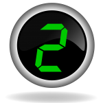 green numeral 2 on black button