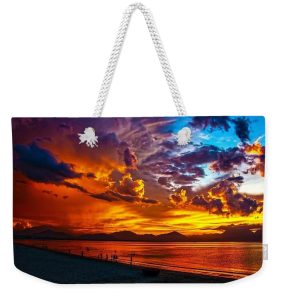 Blazing Sunset on the Beach weekender tote bag for #vss365