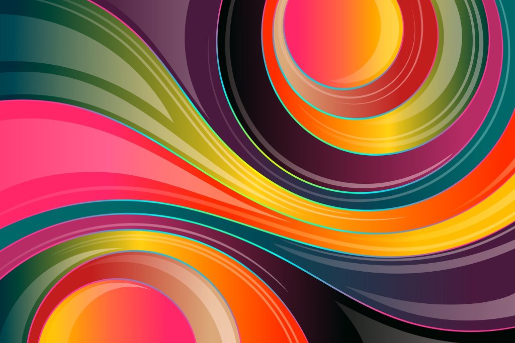vivid swirls of colors in ribbon-like patterns
