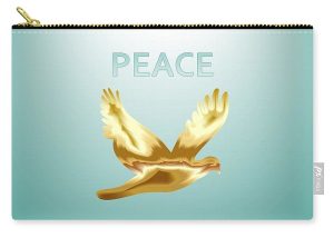 a gold dove of peace on a seafoam green background