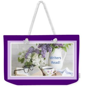 lilacs, glasses, tea, and "Writers Read" on vase for #vss365