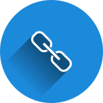 icon of a hyperlink on a blue circle background