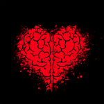 red brain in shape of disintegrating heart - no logic here