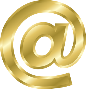 image of a gold email symbol @