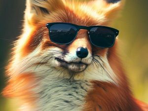 Red fox in sunglasses #AI by Nancy Wyatt